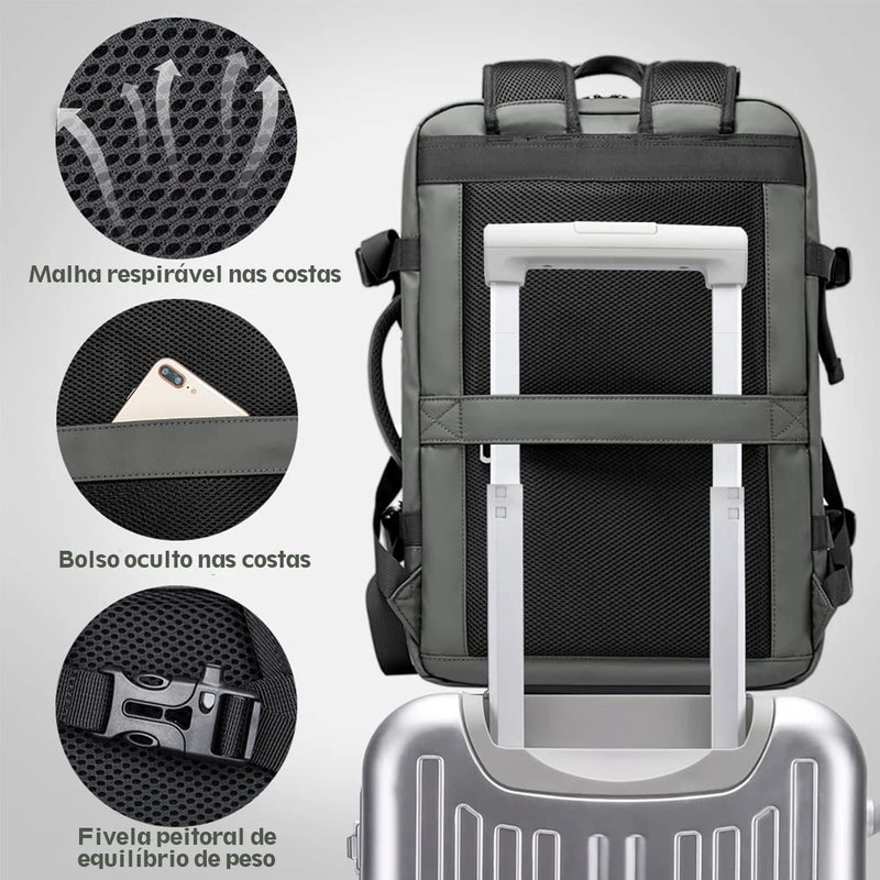 Mochila multifuncional de grande capacidade para laptop, mochila escolar com carregamento USB, à prova d' água