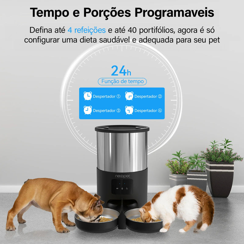 Alimentador automático inteligente para cães e gatos pequenos com gravador de microfone