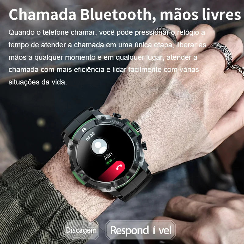 Relógio inteligente MASX MOSS ll 1,43" AMOLED display 420mAH chamada bluetooth resistência de nível militar, relógio esportivo à prova d'água masculino