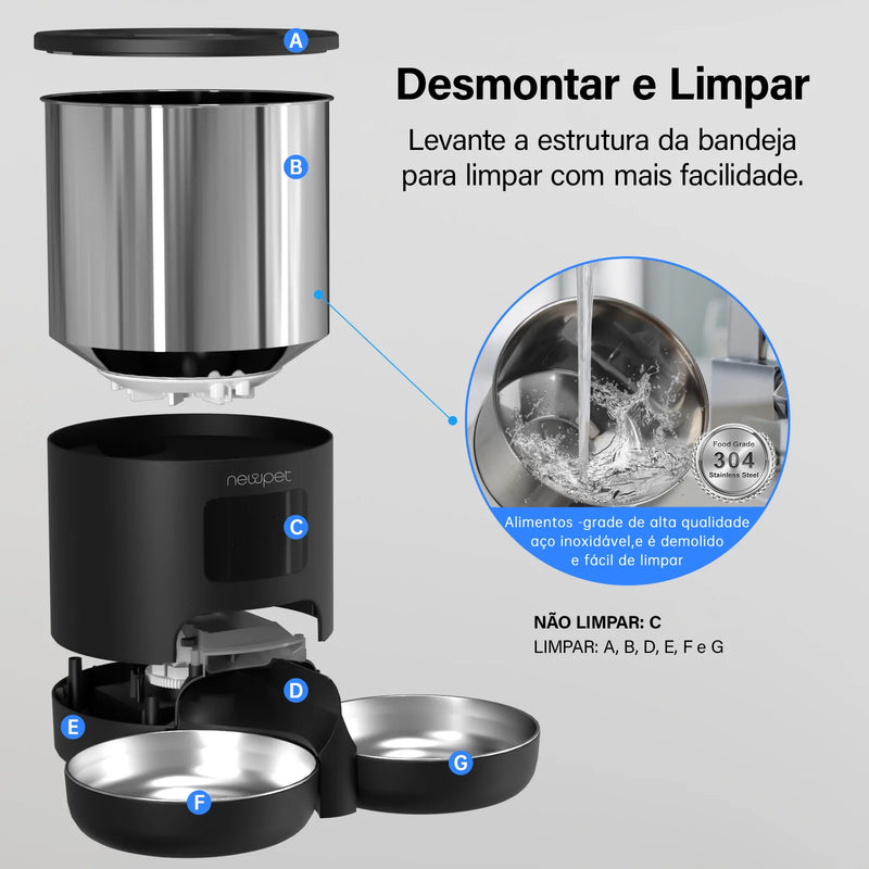 Alimentador automático inteligente para cães e gatos pequenos com gravador de microfone